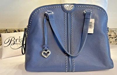BRIGHTON Jolene Pretty Tough Leather Purse Crossbody Bag Blue 12" x 9" BRAND NEW - Image 1 of 4