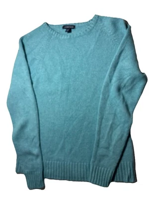Lands End Womens Wool Cashmere Angora turquoise crew neckPullover Sweater medium - Image 1 of 4