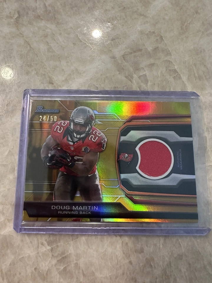 Doug Martin 2013 Bowman Jersey Relic Tampa Bay Buccaneers Gold /50 Boise State - Image 1 of 4
