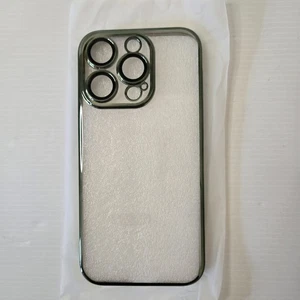 iPhone 15 Pro Clear Case with Green Bumper + 2 Tempered Glass Screen Protectors - Picture 1 of 6