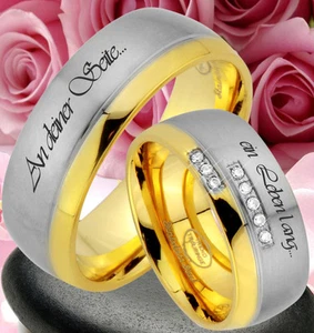2 Rings Wedding Rings Wedding Rings with Love Message & Laser Engraving Free - JE71-8L - Picture 1 of 2
