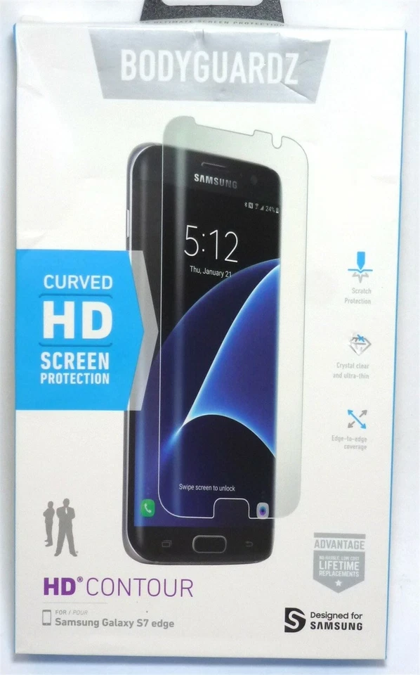 BodyGuardz HD контур изогнутый HD протектор экрана для Samsung Galaxy S7 Edge - Изображение 1 из 2