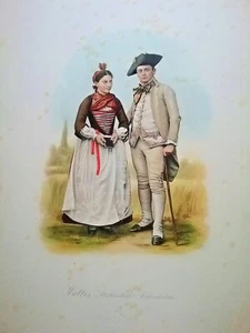 1896 SVIZZERA COSTUMI WALLIS LOTSCHENTHALER HOCHZEITSLEUTE - Imagen 1 de 1