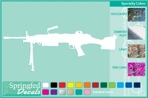 M-249 SAW MACHINE GUN SILHOUETTE cut vinyl decal #1 car truck window stickers - Picture 1 of 1