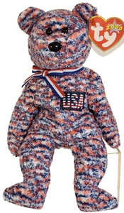 "TY BEANIE BABY 2000 - EE. UU. el Día de la Independencia Oso de peluche con estuche de exhibición - 9"" - Imagen 1 de 11