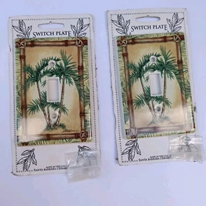 NIP PAIR Santa Barbara Ceramic Designs Single Wall Switch Plates Palm Tropical - Picture 1 of 3