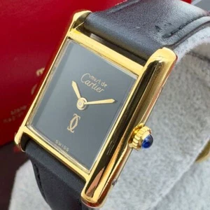 Cartier Must Tank SM schwarzes Zifferblatt Handaufzug Damenuhr 250513 - Bild 1 von 7