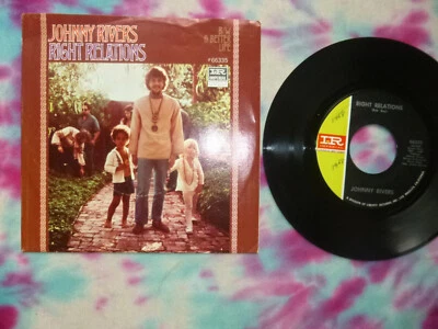 JOHNNY RIVERS Right Relations 45 & Picture Sleeve 1968 Pop Rock VG+ - Image 1 of 2