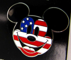 2013 Disney Trade Pin Mickey Mouse Head American Flag USA Stars Stripes New