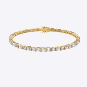 Gold Tennis Womens Bracelet Lab Grown Diamond Emerald Cut 5.50 Carat 18K Yellow - Picture 1 of 4