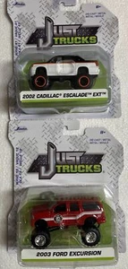 LOT OF 2 JADA JUST TRUCKS 1/64 2003 FORD EXCURSION 2002 CADILLAC ESCALADE EXT - Imagen 1 de 3