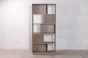 OAK BOOKCASE WOODEN CONTEMPORARY FURNITURE TWO COLOUR OPTIONS - Picture 1 of 34