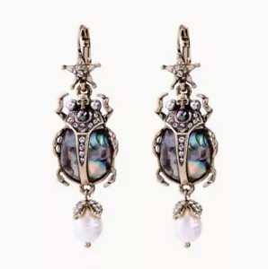 Beetle Pearl Earrings Bittar Shell Abalone Alexis Scarab Star Gold Ladybug CZ - Picture 1 of 6