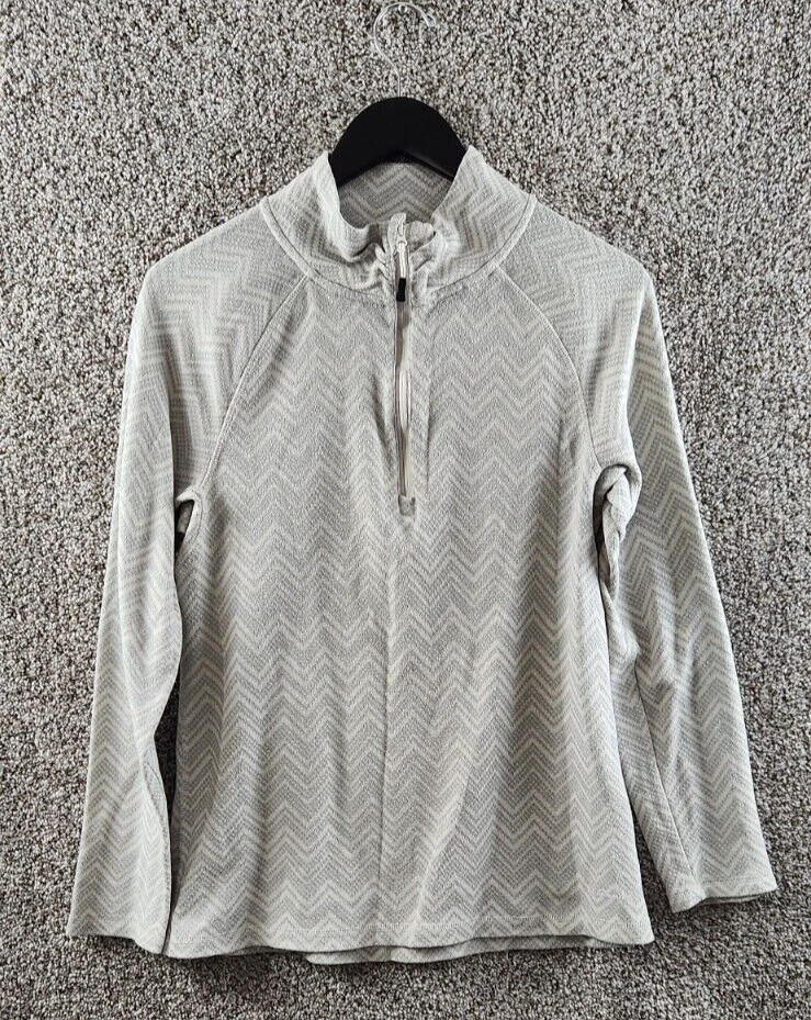 Pullover Eddie Bauer Gris 1/4 Cremallera Patrón Chevron Manga Larga Para Mujer Talla XL Foto 1 de 4
