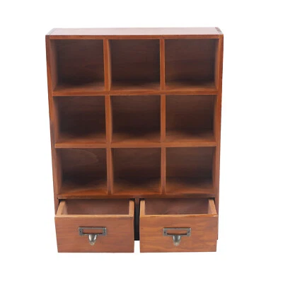 2 Drawers 9 Cube Vintage Tabletop Library Catalog Apothecary Cabinet Storage Box - Image 1 of 4