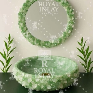 21" Aventurine Stone With Quartz Sink | Handcrafted Crystal Basin - Picture 1 of 6