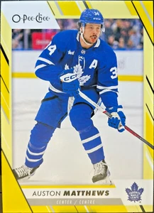 2023-24 O-Pee-Chee #101 Auston Matthews YELLOW Border Toronto Maple Leafs - Picture 1 of 2