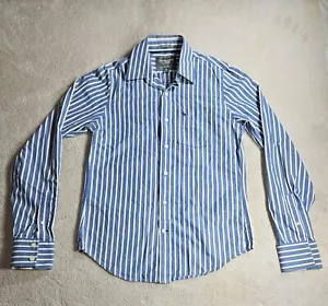 Abercrombie & Fitch Langarmshirt für Herren Größe Med mit Knopfleiste blau gestreift GUC - Bild 1 von 11