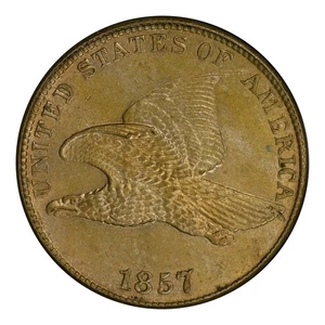 1857 P Flying Eagle Cent PCGS MS-62 - Picture 1 of 4
