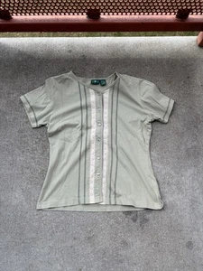 Top Y2K Hunt Club floral de encaje con botones para mujer manga corta mediana - Imagen 1 de 6