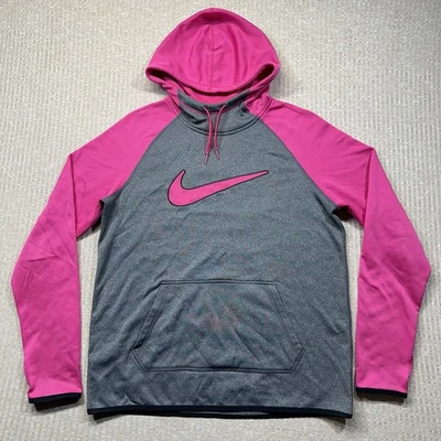 Sudadera con Capucha Nike Therma-FIT Pullover Gris Rosa Logo Mediana Foto 1 de 4