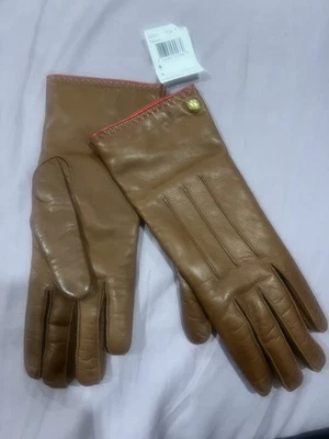Guantes de conducción COACH forrados de cuero marrón para mujer talla 7,5 Foto 1 de 4