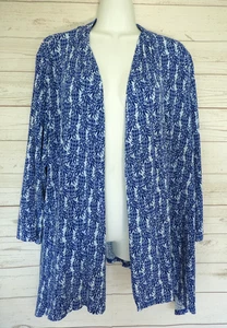 Travelers by Chico’s Damen Strickjacke vorne offen blau weiß Ananas Gr. 3 - Bild 1 von 9