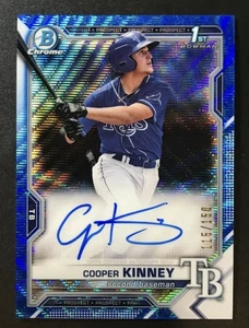 Cooper Kinney 2021 Bowman Chrome Blue Wave Refractor /150 Auto 1st Bowman 🔥 - Picture 1 of 2