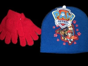 Paw Patrol Toddler Boys Royal Blue Knit Hat PLUS Red Gloves Set New With Tag - Picture 1 of 1