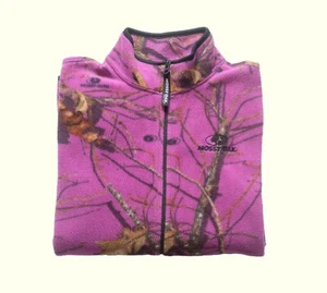 MOSSY OAK PINK CAMO FULL ZIP FLEECE VTG Y2K 90s HUNTING OUTDOOR JACKET WMN SZ M - Picture 1 of 6