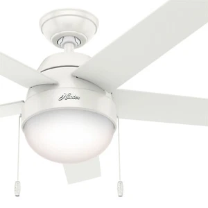 Hunter Fan 46 inch Low Profile Fresh White Ceiling Fan with Light and Pull Chain - Picture 1 of 6