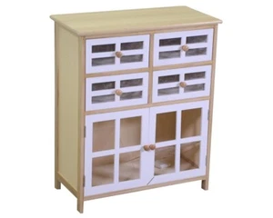 Mobiletto Naomi 2 Ante 4 Cassetti Naturale Rettangolare Cm 60x30 H 72 - Foto 1 di 2
