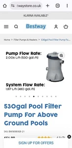 Bestway 530gal pool filter pump - Picture 1 of 4