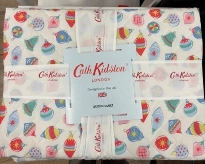 Cath Kidston Londres Algodón BOLAS DE NAVIDAD Pastel REINA Adornos Edredón Nuevo con Etiquetas Foto 1 de 4