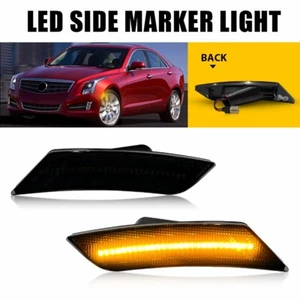 Black Lens Amber LED Bumper Side Marker Light For Cadillac 13-14 ATS 17-21 XT5 H - Picture 1 of 12