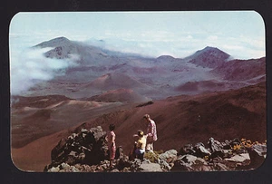um 1955 Menschen sehen Haleakala Krater Vulkan Maui Hawaii Postkarte - Bild 1 von 2