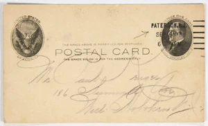 1c Government Postal Card, Paterson, NJ. 1907 Straight Line Cancel on McKinley. - Picture 1 of 2