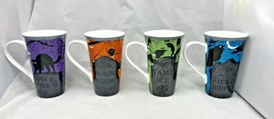 4 tazas de café con leche RARAS DESCONTINUADAS 222 QUINTA LÁPIDA Halloween cuervo murciélago araña gato - Imagen 1 de 24