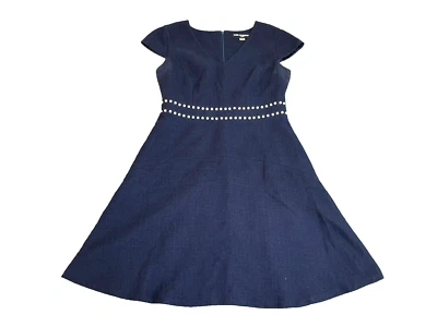 Vestido Karl Lagerfeld Mujer 8 Azul Marino Cuello en V Perla Tweed Boho Forrado Acampanado París Foto 1 de 4