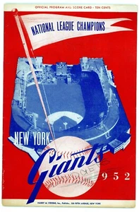 1952 NEW YORK GIANTS BROOKLYN DODGERS Scorecard EX Condition Polo Grounds - Picture 1 of 2