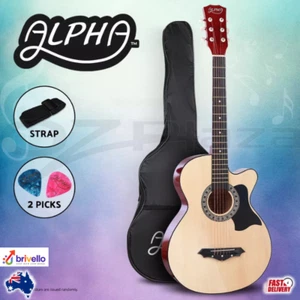 Alpha 38” Inch Full-Size Acoustic Guitar Wooden Folk Classical Cutaway Steel - Picture 1 of 12