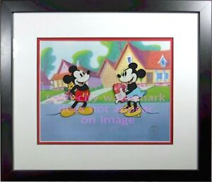 ✔ Mickey Minnie Sweethearts Disney Sericel Cel CoA Brand New Frame toon town lov