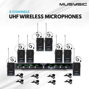 Micrófono inalámbrico MUSYSIC 8 canales UHF solapa solapa solapa y auriculares micrófono - Imagen 1 de 7