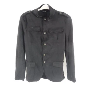 Men's Small/46 Ron Tomson N° 5894 Faux Suede Safari Jacket Black - Picture 1 of 3