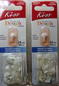 2 Packungen Kiss Clear Nails weiß French mit Blumenkleber auf Medium Square - Bild 1 von 2