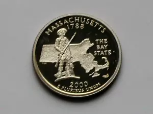 2000S USA State Quarter Proof Coin - 25¢ - MS++ UNC cameo-lustre - MASSACHUSETTS - Picture 1 of 2