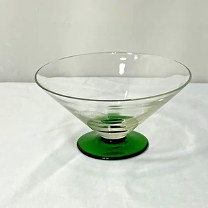 Vintage Whisper Mouth Blown Green Footed Dish Romania - Picture 1 of 8