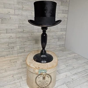 Antique RARE A.Casse French Silk Finish Top Hat w/ original box, Sz 6 5/8 - Picture 1 of 11