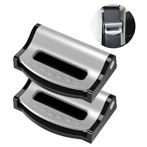 Universal 2pcs Car Seat Belt Buckle Clip with Adjustable Holder (Silver)