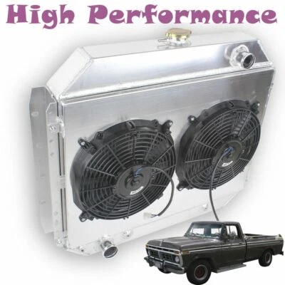3 Row For 1966-1979 Ford Pickup F100 F150 F250 F350 Bronco Radiator +Shroud +Fan Foto 1 de 4